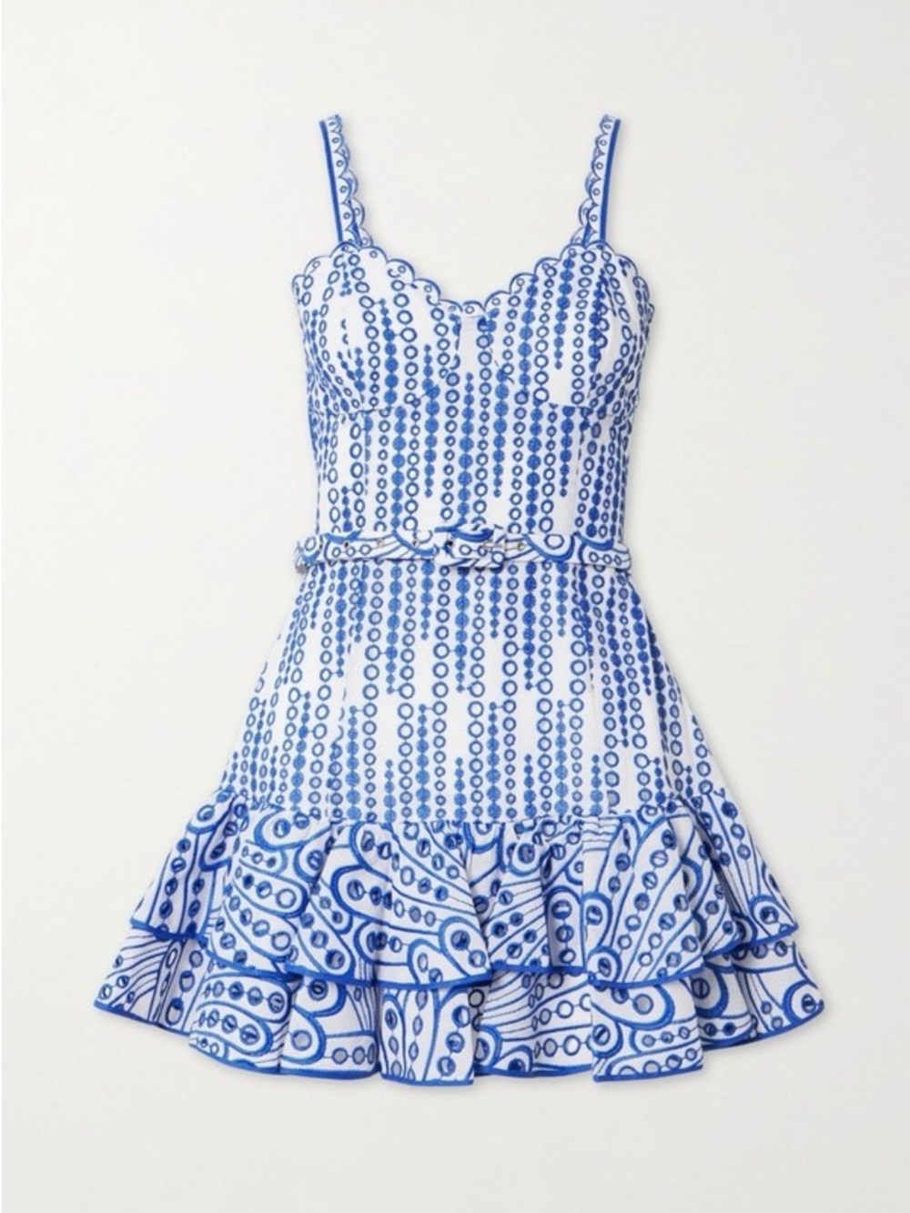 Blue & White Patterned Ruffled Sundress